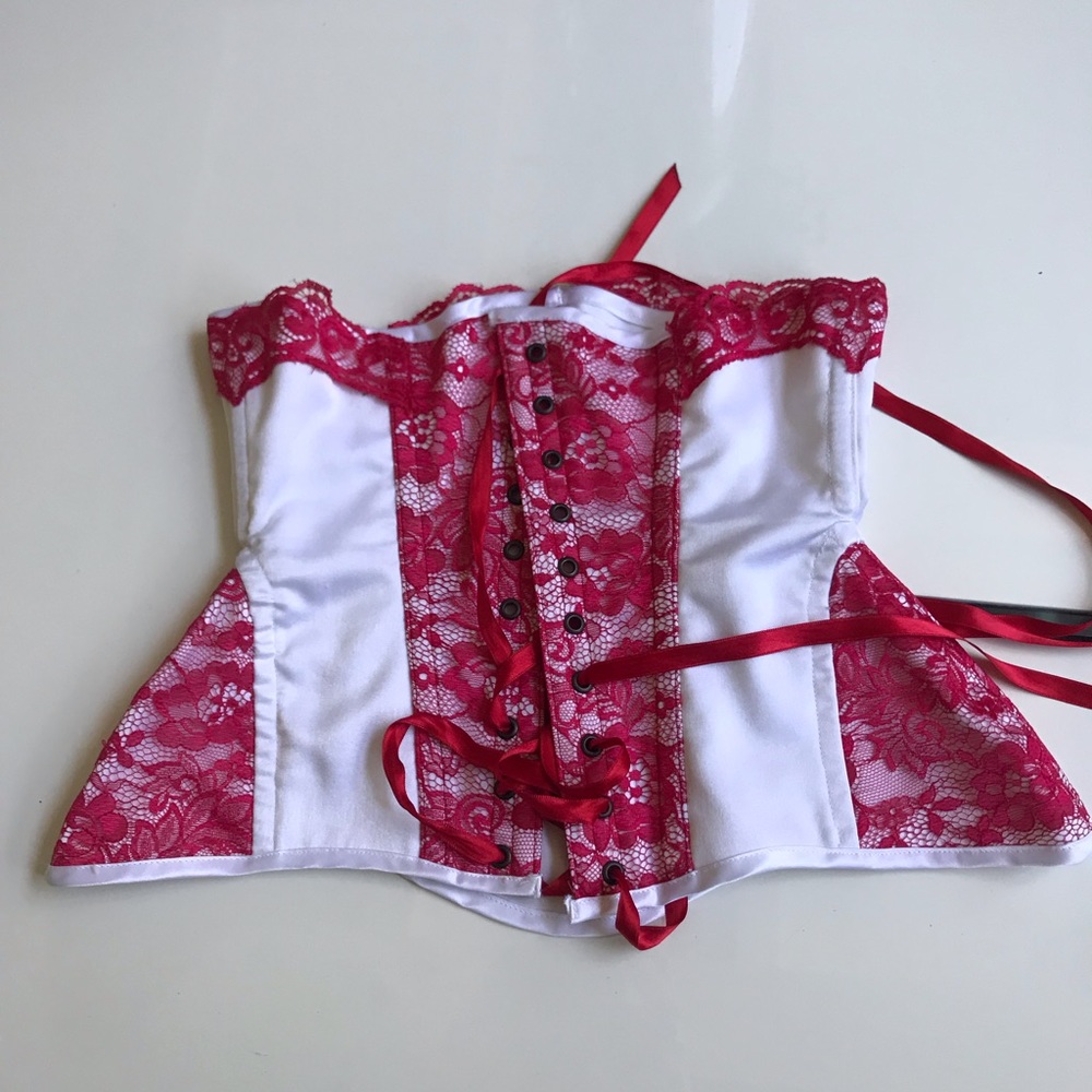 Red and white corset